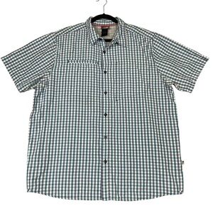 The North Face Men's Blue Orange Green Plaid Button Up Short Sleeve Shirt  Sz XL